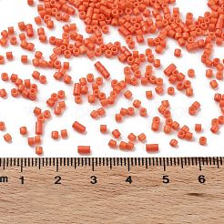 焼付塗装ガラスシードビーズ  シリンダー  トマト  2x1.5mm  穴：1mm  約5599個/50g&nbsp;X-SEED-S042-05B-84