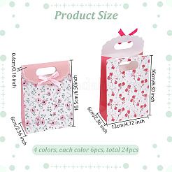 24 шт. подарочные пакеты из двухцветной бумаги с цветочным принтом и бантом из ленты ABAG-GO0001-03A