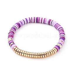 Bracelets élastiques faits à la main de perles heishi en pâte polymère&nbsp;BJEW-JB05704