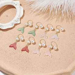 Стеклянный хвост кита с имитацией жемчуга серьги-каффы EJEW-JE04996