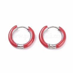 Массивные серьги-кольца Huggie Hoop из двухцветной нержавеющей стали 304 с эмалью для женщин EJEW-C043-11-05P