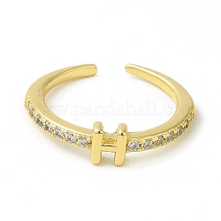 Кольцо-манжета с открытой буквой из прозрачного кубического циркония RJEW-H120-09G-H