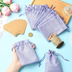 20 шт. прямоугольные мешочки из полиэстера с имитацией мешковины&nbsp;ABAG-YW0001-18