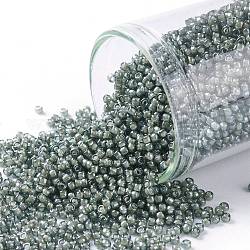 Toho perles de rocaille rondes, Perles de rocaille japonais, (371) diamant noir de couleur intérieure / doublé blanc, 15/0, 1.5mm, Trou: 0.7mm, environ 15000 pcs/50 g