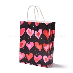 Rechteckige Papierverpackungsbeutel, mit Griff, für Geschenktüten und Einkaufstüten, Valentinstag Thema, Schwarz, 14.9x8.1x21 cm