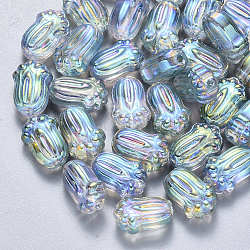 Perles de verre peintes par pulvérisation transparent, pakchoi, colorées, 11x7.5x5.5mm, Trou: 1mm