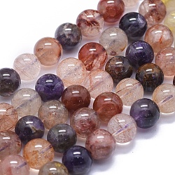 Natürlichen Rutilquarz Perlen Stränge, Runde, 10 mm, Bohrung: 1 mm, ca. 38 Stk. / Strang, 15.3 Zoll (39 cm)