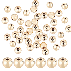 Perles en laiton beebeecraft, Plaqué longue durée, ronde, véritable 14k plaqué or, 8x7mm, Trou: 2mm, 40 pcs / boîte