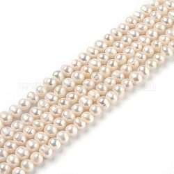 Brins de perles de culture d'eau douce naturelles de qualité aa, ronde, bisque, 6~7x6~8mm, Trou: 0.6mm, Environ 53~55 pcs/chapelet, 13.98 pouce (35.5 cm)