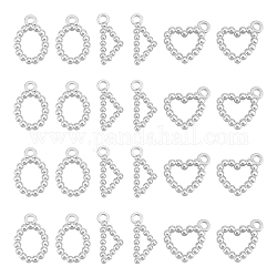 Unicraftale 24Pcs 3 Style 304 Stainless Steel Pendants, Triangle & Heart & Oval, Stainless Steel Color, 14~15x7~11x1.5~2mm, Hole: 1.6mm, 8pcs/style