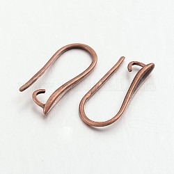 Ganchos pendiente de bronce para los diseños de pendiente, con lazo horizontal, sin plomo y el cadmio, cobre rojo, 20.5x8.5x2.5mm, agujero: 2 mm, 18 calibre, pin: 1 mm