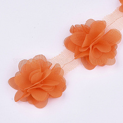 Nastro di fiori di organza, accessori costume, per la decorazione del matrimonio e la realizzazione di orecchini, arancione scuro, 50~60mm, circa 10 iarda / balla