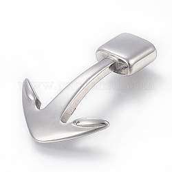 304 Stainless Steel Hook Clasps, For Leather Cord Bracelets Making, Anchor, Stainless Steel Color, 37x27x5.5mm, Hole: 4x10mm
