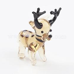 Home Decorations, Handmade Lampwork Display Decorations, Christmas Reindeer/Stag, Goldenrod, 20~26x15~20x20~30mm