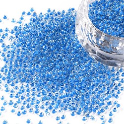 11/0 Klasse a transparente Glasperlen, Innenfarbe, Verdeck blau, 2.3x1.5 mm, Bohrung: 1 mm, ca. 5300 Stk. / 50 g