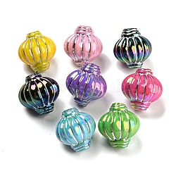 Perles de lanterne en acrylique opaques, avec la ligne d'argent, couleur mixte, 14x12.5~13.5mm, Trou: 3.5mm