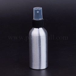 Botellas de aluminio recargables, rociador de salón de peluquería, botella de agua pulverizada, Platino, negro, 14.4x4.5 cm, capacidad: 120 ml