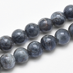 Natural Marble Beads Strands, Round, Dyed & Heated, Slate Gray, 6mm, Hole: 1mm, about 62pcs/strand, 15 inch(38cm)