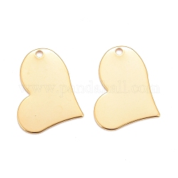 201 Stainless Steel Pendants, Heart, Real 24k Gold Plated, 19.5x26.5x0.9mm, Hole: 2mm