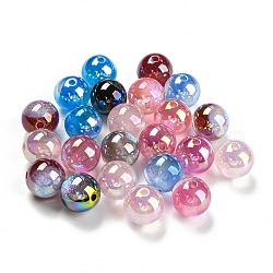 Perline acriliche con placcatura iridescente, tondo, colore misto, 12mm, Foro: 1.8 mm