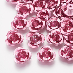Алюминия бисера, 3-лепестков цветка, темно-розовыми, 11~12x5.5 мм, отверстия: 1 мм, около 950 шт / мешок