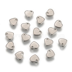 Charms cuore colore originale 304 ciondoli in acciaio inossidabile, drop extender catena, 6x5x0.9mm, Foro: 1 mm