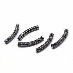 Gestell Messing Zirkonia Perlen, langlebig plattiert, Tube, Metallgrau, 31x4 mm, Bohrung: 2 mm