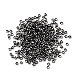 Messing Crimpende Perlen, Rondell, Zubehör für Schmuck, Metallgrau, ca. 2 mm Durchmesser, 1.2 mm lang, Bohrung: 1.2 mm