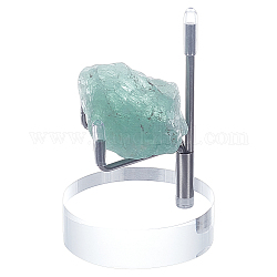 Ahandmaker 304 Kristallkugelhalter aus Edelstahl, mit Acrylboden und Kunststoffkappen, für Kristallanzeige, Flachrund, Edelstahl Farbe, 5x8 cm, 3 Stück / Set