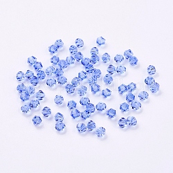 Perles en verre d'imitation cristal, transparent , facette, Toupie, bleu ciel, 4x3.5mm, trou: 1 mm environ 720 pcs /sachet