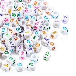 Opake Legierung Perlen, mit Emaille, Mischfarbe, Würfel mit Nummer, Mischfarbe, 7x7 mm, Bohrung: 4 mm, 391 Stück / 115 g