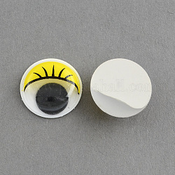 Meneo ojos saltones de plástico botones de accesorios de diy de la artesanía de álbum de recortes de juguete con parche de la etiqueta en la parte posterior, amarillo, 8x2.5~3.5mm