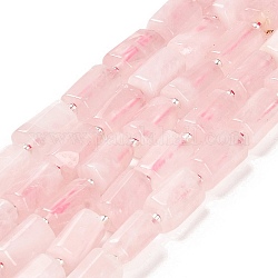 Granos naturales de abalorios de cuarzo rosa, con abalorios de la semilla, columna facetas, 9~11x6~7.5x6~7.5mm, agujero: 1.2 mm, aproximamente 30 pcs / cadena, 15.16~15.55 pulgada (38.5~39.5 cm)