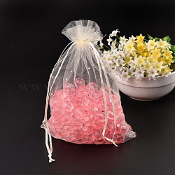 Organza Bags, with Sequins, Beige, about 15cm wide, 20cm long