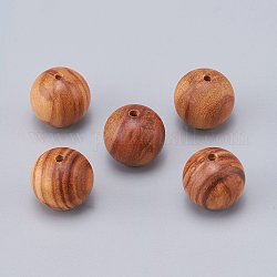 Cuentas de madera naturales, abalorios sueltas, para la fabricación de joyas de rosario, redondo, sin teñir, 14mm, agujero: 1.8 mm