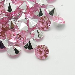 Cabochons de dos pointus de strass d'imitation acrylique de Taiwan, facette, diamant, perle rose, 4.5x3mm