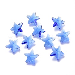 Breloques en verre à facettes, étoiles de mer, bleu, 14x15x7mm, Trou: 1.4mm