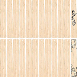 Benecreat 24pcs marcapáginas de bambú en blanco, etiquetas colgantes de madera sin terminar, para grabado, pintura, Rectángulo, trigo, 200x30x2mm, agujero: 3.5 mm