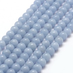 Chapelets de perles en angélite naturelle, perles d'anhydrite, ronde, bleu acier clair, 6mm, Trou: 1mm, Environ 65 pcs/chapelet, 15.7 pouce