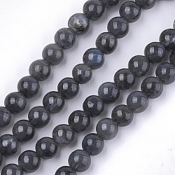 Labradorita negro natural cuentas hebras, Grado A, redondo, 6mm, agujero: 0.8 mm, aproximamente 62~65 pcs / cadena, 15.3 pulgada