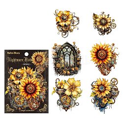 12 Stück 6 Stile selbstklebende Blumen-Dekorationsaufkleber für Haustiere, Wasserfeste Blumenaufkleber für Ausrüstung, für diy scrapbooking, golden, Verpackung: 130x90mm, 2pcs / style