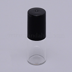 透明なローラーボールボトル  詰め替え式ボトル  スチールビーズ付き  黒いプラスチックカバー  コラム  透明  16x46.5mm  穴：7mm  容量：3ミリリットル
