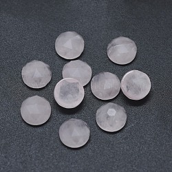 Природного розового кварца кабошонов, граненые, плоско-круглые, 7.5x3.5~4 мм