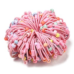 Élastiques à cheveux élastiques en nylon colorés pour filles et enfants, avec des billes en plastique, rose, 2mm, diamètre intérieur: 32 mm