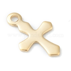 304 piccolo ciondolo croce in acciaio inossidabile, Taglio laser, oro, 9x6x0.4mm, Foro: 0.9 mm