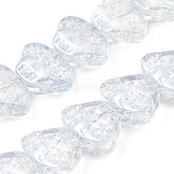 Transparentes perles de verre de galvanoplastie brins, perle plaquée lustre, tête crâne, crème à la menthe, 13x10x6mm, Trou: 1mm, Environ 65 pcs/chapelet, 25.59'' (65 cm)