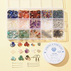DIY Beaded Earring Bracelet Making Kit, Including Natural Mixed Gemstone Chips & Round Glass Seed Beads, Iron Earring Hooks, Elastic Thread