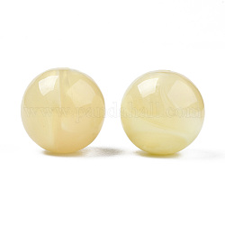 Perles acryliques opaques, Couleur de deux tons, avec de la poudre de paillettes, ronde, mousseline de citron, 19.5x19mm, Trou: 2.5mm, environ 110 pcs/500 g