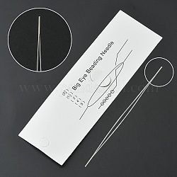 Zusammenklappbare Nadeln mit großen Augenperlen aus Edelstahl, Saatperlennadel, Perlensticknadeln für die Schmuckherstellung, Edelstahl Farbe, 5.8x0.02 cm
