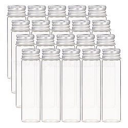 Glass Bottles, with Screw Aluminum Cap and Silicone Stopper, Empty Jar, Platinum, Clear, 8x2.2cm, Capacity: 20ml(0.67 fl. oz), 20pcs/box